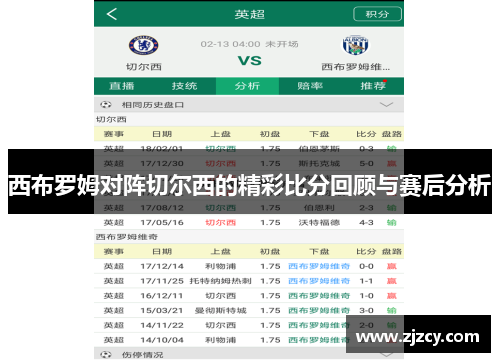 西布罗姆对阵切尔西的精彩比分回顾与赛后分析